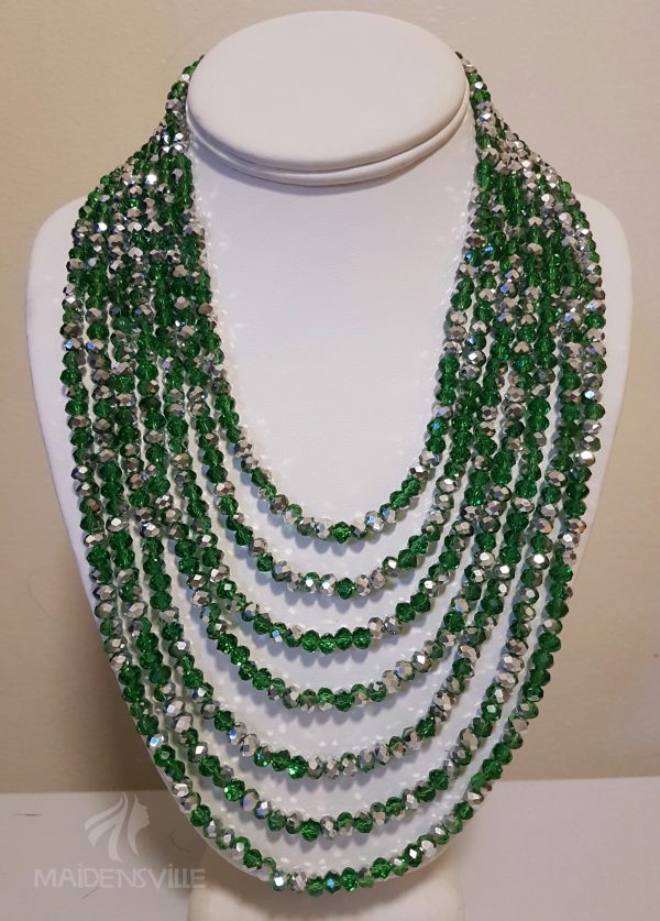 Emerald Silver Crystal Necklace
